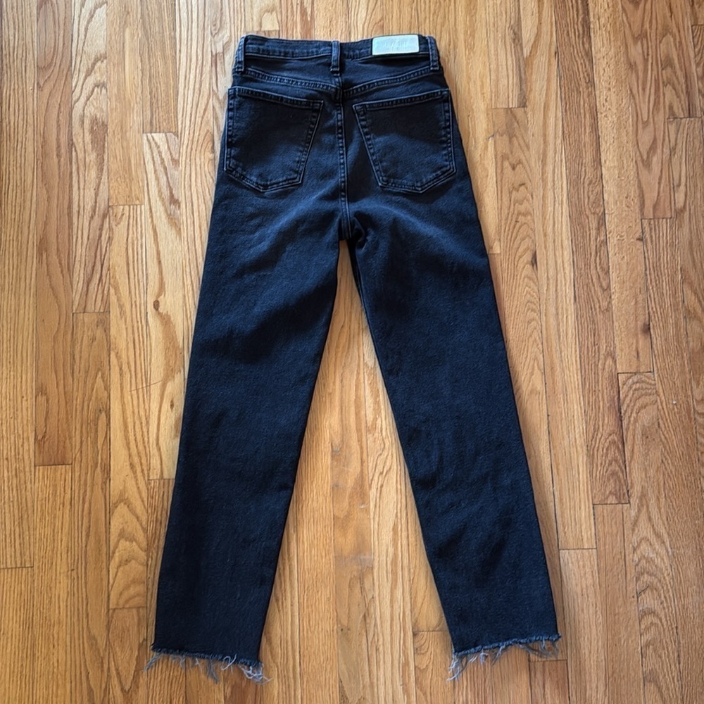 Re/Done sz 26 button fly Black Denim Jeans raw edge great pre owned condition - Picture 5 of 7